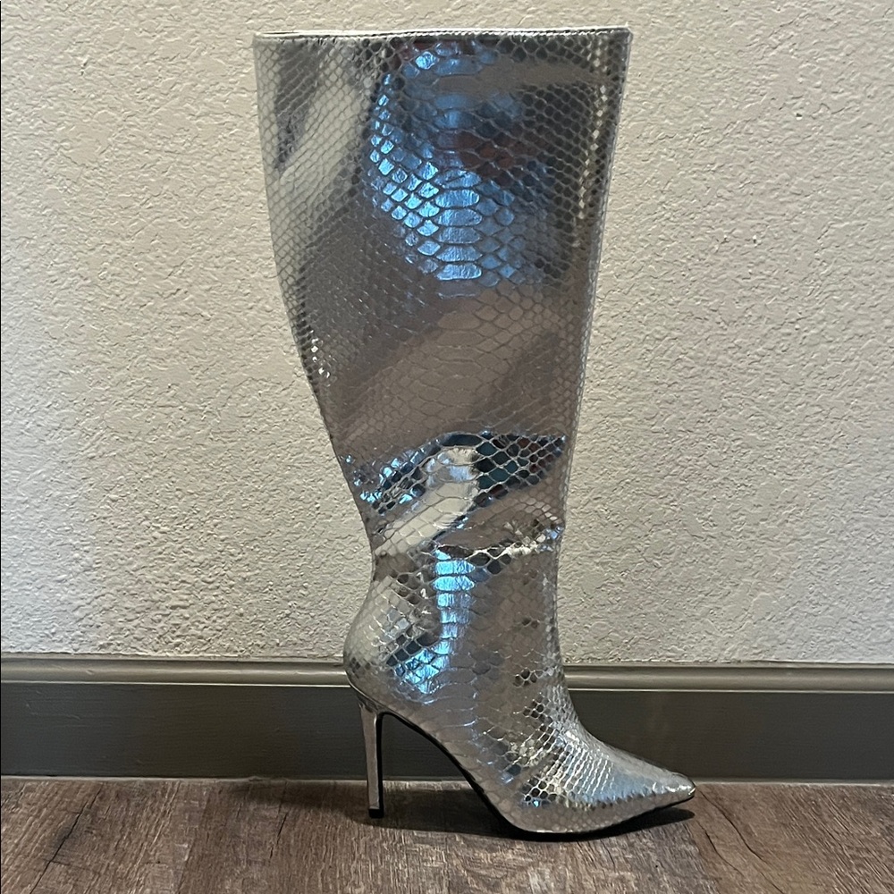 INC International Concepts Metallic Snakeskin Heeled Boots - Picture 10 of 15